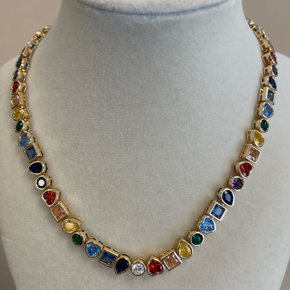 Camila Coelho Gold-Tone Multicolor Crystal Station Necklace